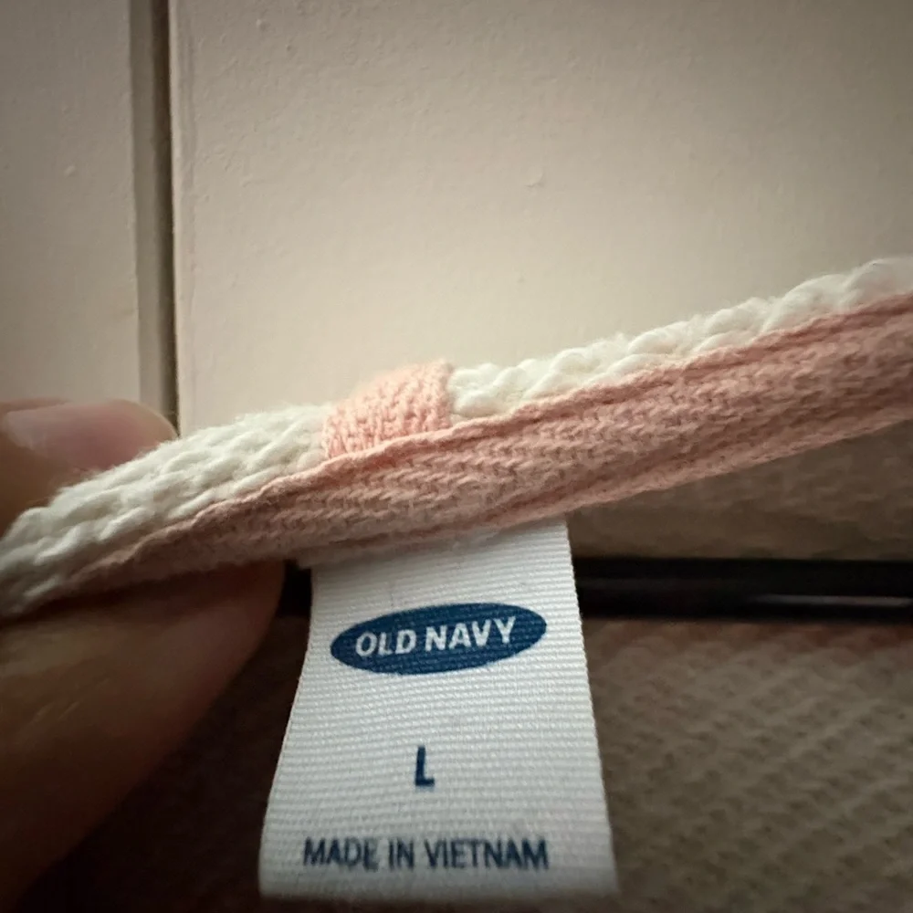 Old Navy Pink and White Striped V-Neck Sweater - Picture 2 of 3